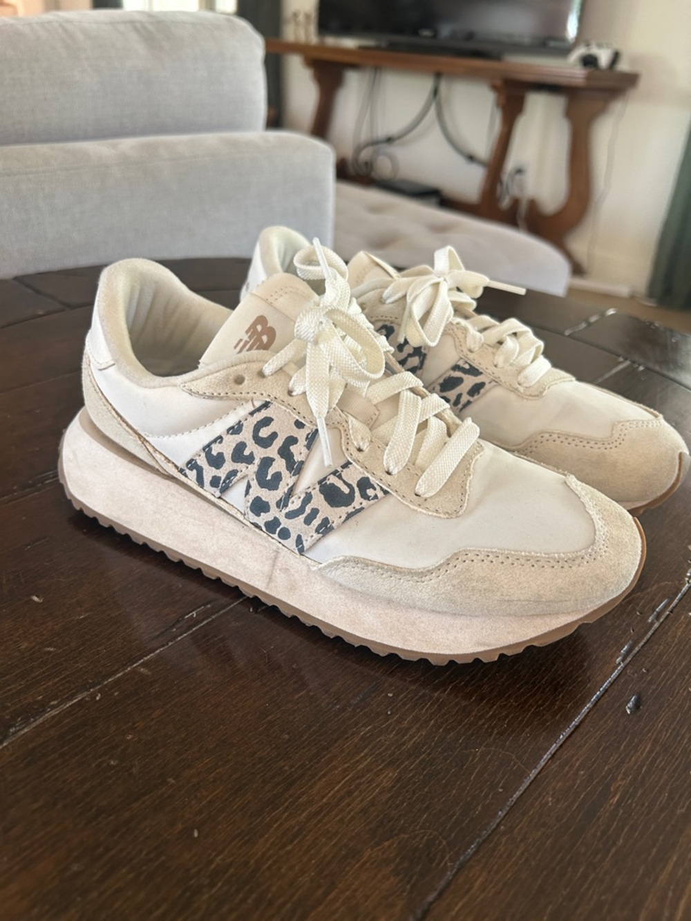 New Balance 237 Women's Beige Leopard Accent Classic Runner